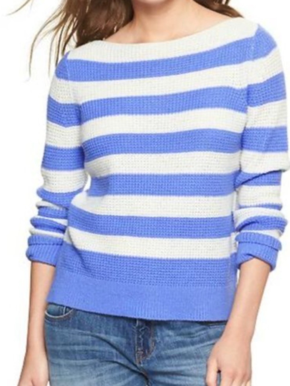GAP Blue and White Striped Boatneck Sweater